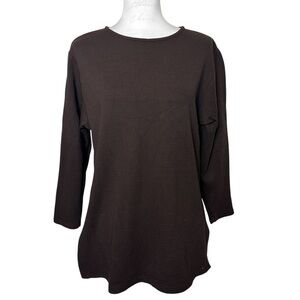 Vintage J. Jill Chocolate Brown Long Sleeve Tunic Classic Round Neck Essential